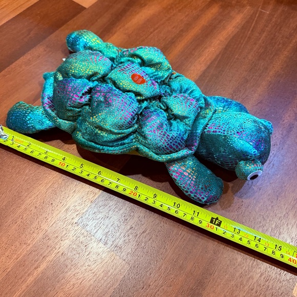 Vtg Chosun Iridescent Turtle Plush Green Teal Gold Metallic Stuffed Animal As-Is - Picture 6 of 6